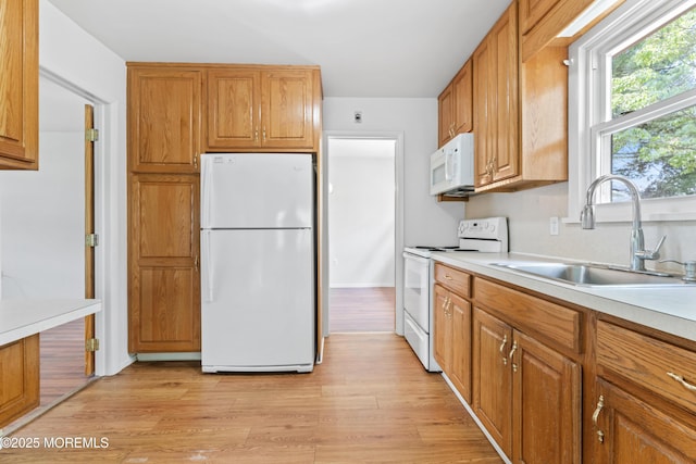 41 Falmouth Ave Unit 72, Whiting, NJ 08759 - kitchen featuring white appliances, light countertops, light wood-type flooring, and brown cabinets