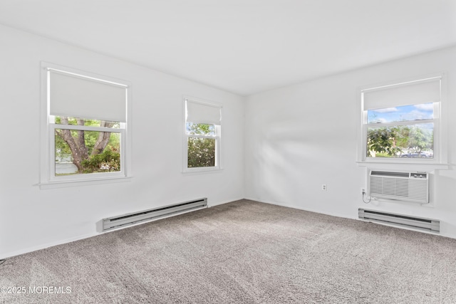 41 Falmouth Ave Unit 72, Whiting, NJ 08759 - unfurnished room featuring a baseboard radiator, a wall mounted air conditioner, and carpet floors