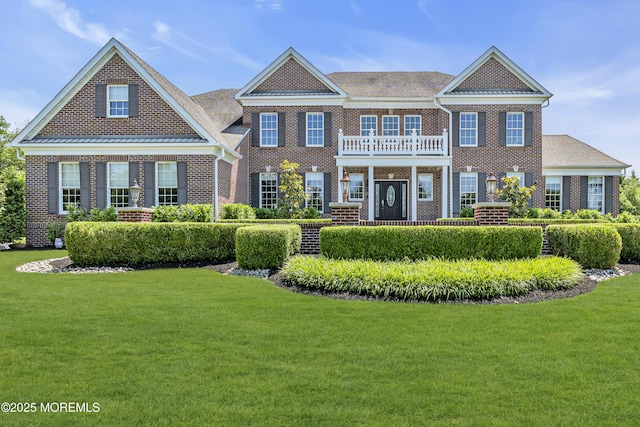 4 Geraldine Ct, Farmingdale, NJ 07727 - colonial house featuring brick siding, a front lawn, and a balcony