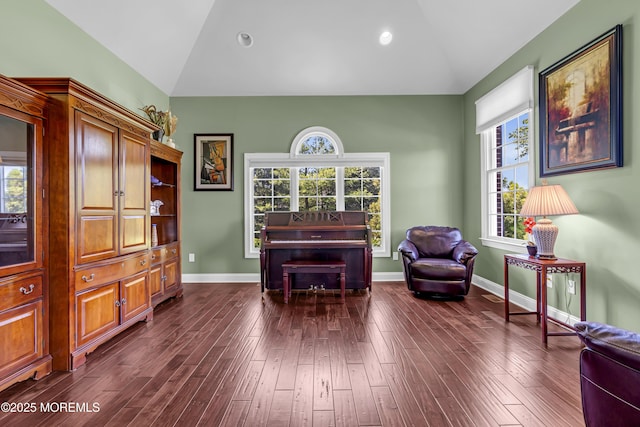 4 Geraldine Ct, Farmingdale, NJ 07727 - living area with vaulted ceiling, plenty of natural light, dark wood-style flooring, and recessed lighting