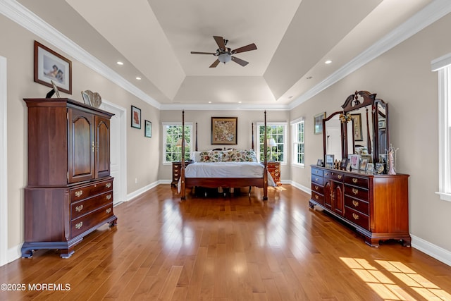 4 Geraldine Ct, Farmingdale, NJ 07727 - bedroom with a raised ceiling, light wood finished floors, and crown molding
