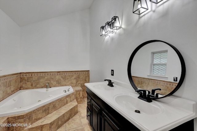 8 Shadow Ridge Ct, Howell, NJ 07731 - full bathroom with a whirlpool tub, double vanity, and tile patterned floors