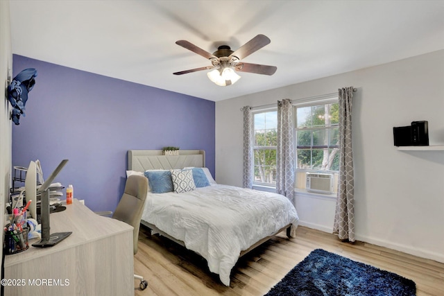 8 Shadow Ridge Ct, Howell, NJ 07731 - bedroom with cooling unit, light wood-type flooring, and ceiling fan