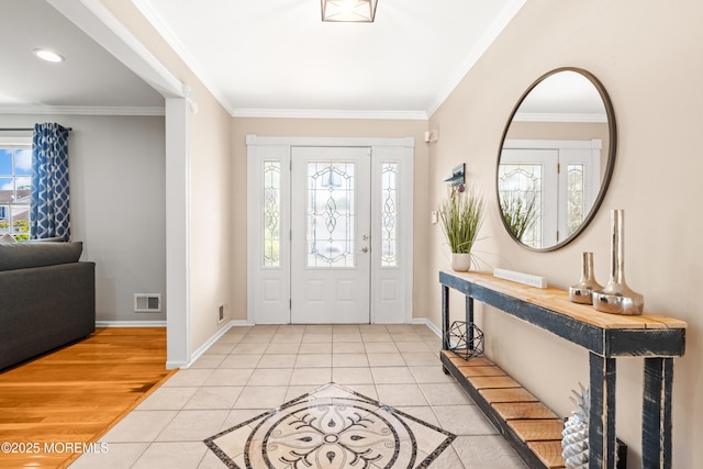 51 Davids Ln, Howell, NJ 07731 - foyer entrance featuring crown molding, light tile patterned flooring, and recessed lighting