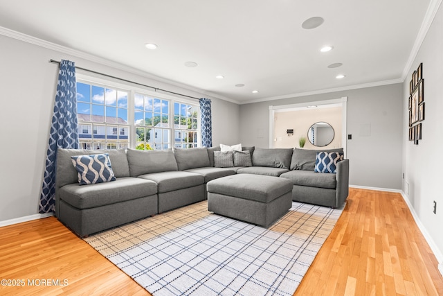 51 Davids Ln, Howell, NJ 07731 - living room with light wood-style flooring, crown molding, and recessed lighting