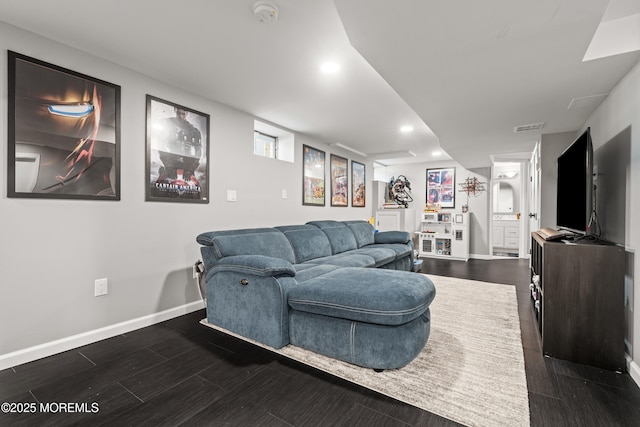 51 Davids Ln, Howell, NJ 07731 - living area featuring dark wood finished floors and recessed lighting