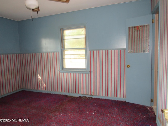 752 Hulses Corner Rd, Howell, NJ 07731 - empty room with carpet, ceiling fan, and wainscoting