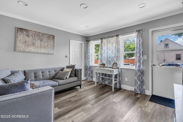 37 Kennedy Way, Keansburg, NJ 07734 - living area with ornamental molding, wood finished floors, and recessed lighting