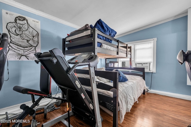 37 Kennedy Way, Keansburg, NJ 07734 - bedroom featuring ornamental molding, cooling unit, and wood finished floors