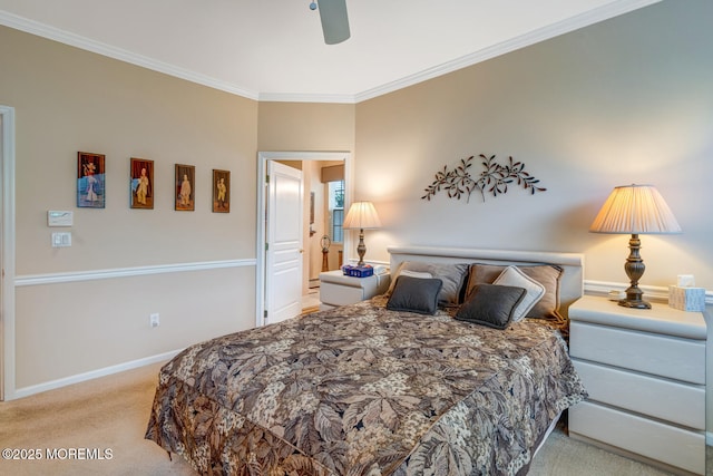 41 Sunrise Bay Blvd, Little Egg Harbor, NJ 08087 - bedroom featuring ornamental molding, light colored carpet, and ceiling fan