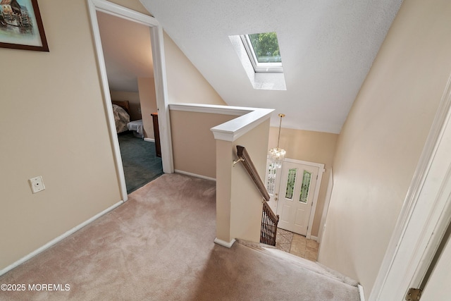 54 Storm Jib Ct, Bayville, NJ 08721 - stairs featuring carpet floors, a skylight, and vaulted ceiling