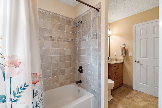 54 Storm Jib Ct, Bayville, NJ 08721 - full bathroom featuring vanity, shower / bath combo with shower curtain, and a textured ceiling