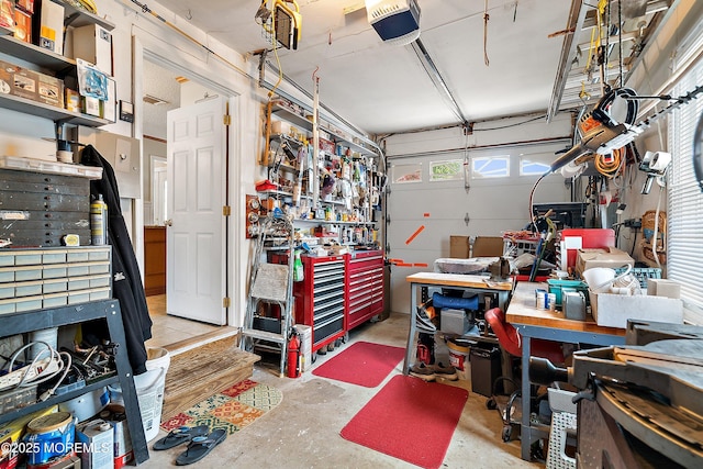 54 Storm Jib Ct, Bayville, NJ 08721 - garage with a workshop area and a garage door opener