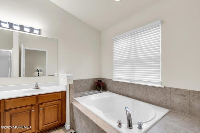 35 Kings N Rd, Jackson, NJ 08527 - full bath with vanity, a garden tub, and lofted ceiling