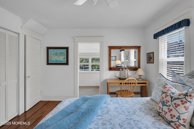 340 Main Ave, Bay Head, NJ 08742 - bedroom with wood finished floors, a ceiling fan, and a closet