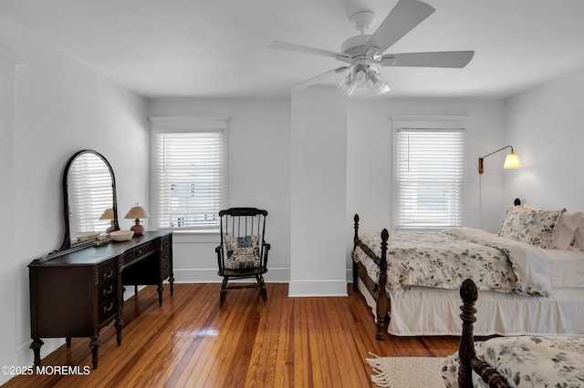 340 Main Ave, Bay Head, NJ 08742 - bedroom with multiple windows, hardwood / wood-style flooring, and a ceiling fan
