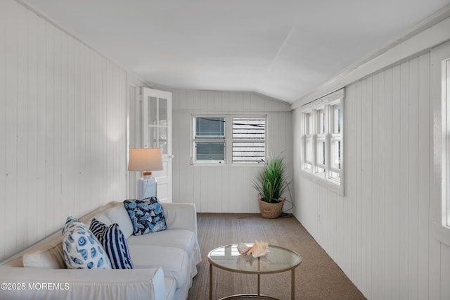 340 Main Ave, Bay Head, NJ 08742 - living area featuring lofted ceiling and wood walls