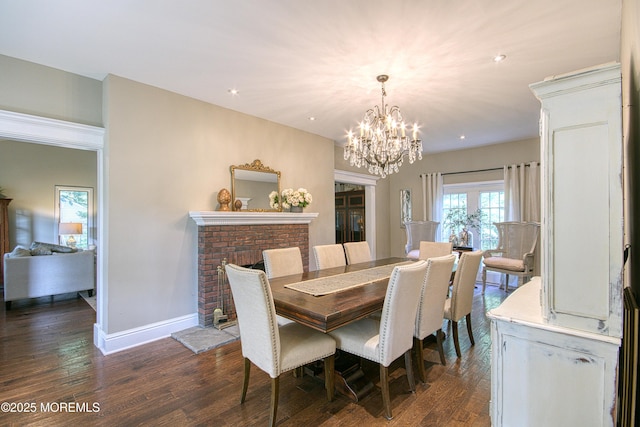 74 Squankum Rd, Tinton Falls, NJ 07724 - dining room featuring dark wood-type flooring, a chandelier, and recessed lighting