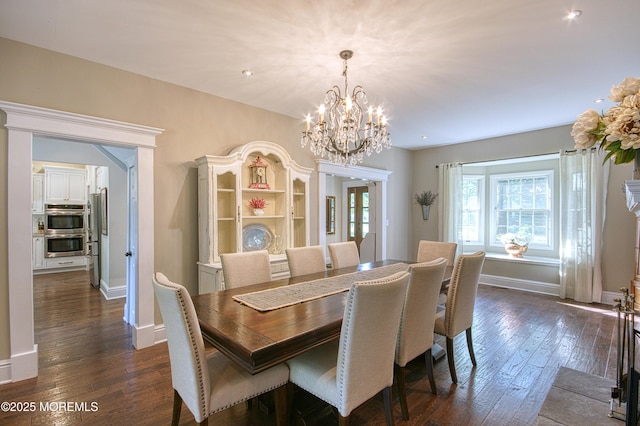 74 Squankum Rd, Tinton Falls, NJ 07724 - dining room featuring dark wood finished floors, a chandelier, and recessed lighting