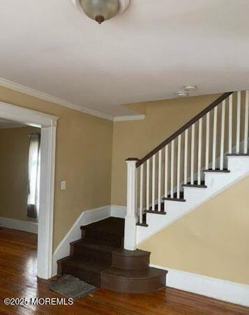 1604 Bangs Ave, Asbury Park, NJ 07712 - stairway featuring crown molding and wood finished floors