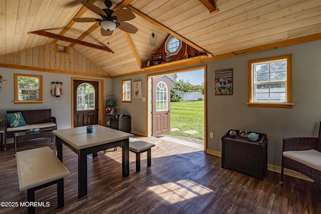 28 Stonehenge Ct, Jackson, NJ 08527 - living room featuring wood ceiling, wood finished floors, healthy amount of natural light, and a ceiling fan