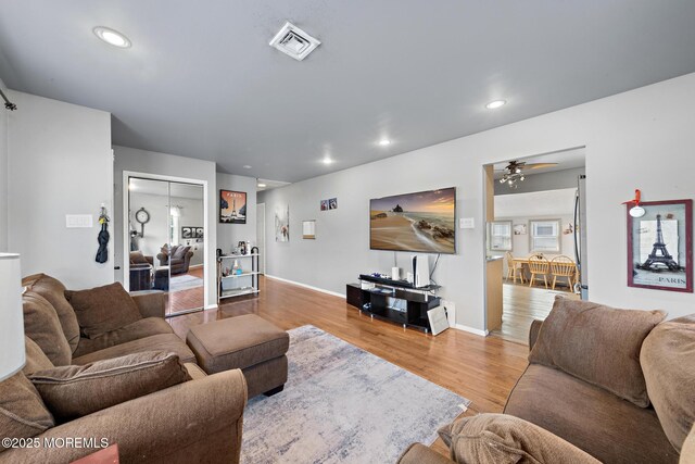 302 Kadlubeck Way, Little Egg Harbor, NJ 08087 - living area with ceiling fan, wood finished floors, and recessed lighting