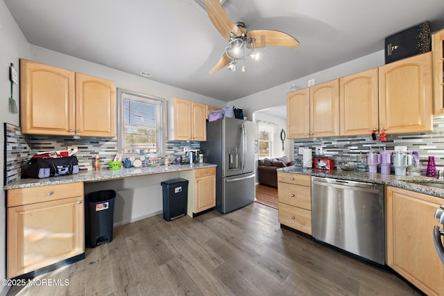 302 Kadlubeck Way, Little Egg Harbor, NJ 08087 - kitchen with appliances with stainless steel finishes, light brown cabinets, and backsplash