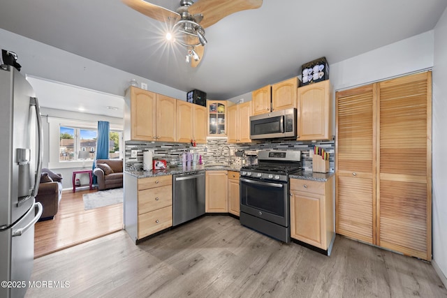 302 Kadlubeck Way, Little Egg Harbor, NJ 08087 - kitchen featuring appliances with stainless steel finishes, light brown cabinets, and light wood-style flooring