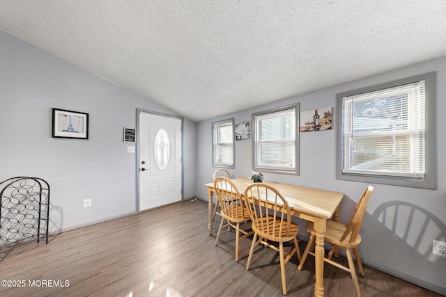 302 Kadlubeck Way, Little Egg Harbor, NJ 08087 - dining space featuring a textured ceiling, lofted ceiling, and wood finished floors
