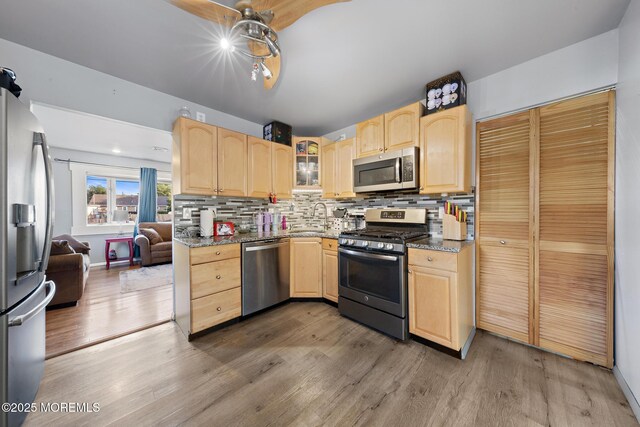 302 Kadlubeck Way, Little Egg Harbor, NJ 08087 - kitchen with appliances with stainless steel finishes, light brown cabinetry, and wood finished floors