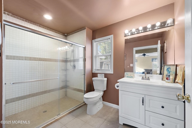 302 Kadlubeck Way, Little Egg Harbor, NJ 08087 - bathroom featuring vanity, tile patterned flooring, and a stall shower