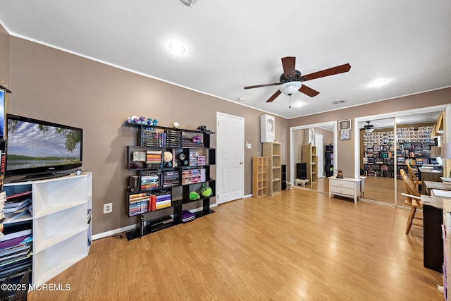 302 Kadlubeck Way, Little Egg Harbor, NJ 08087 - office space with a ceiling fan, wood finished floors, and recessed lighting