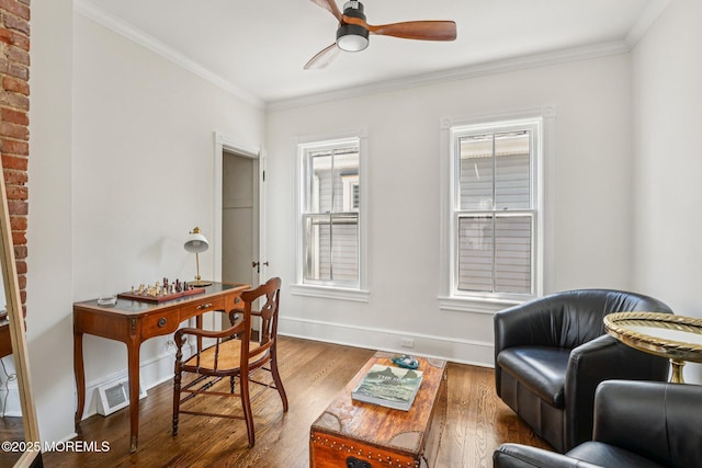 132 Cookman Ave, Ocean Grove, NJ 07756 - office featuring healthy amount of natural light, ceiling fan, wood finished floors, and ornamental molding