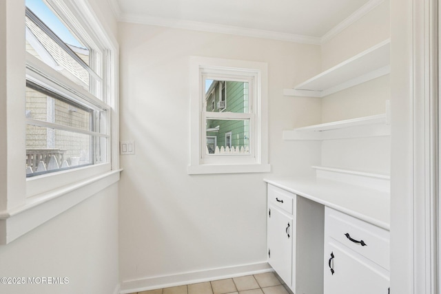 132 Cookman Ave, Ocean Grove, NJ 07756 - laundry area featuring crown molding and light tile patterned floors