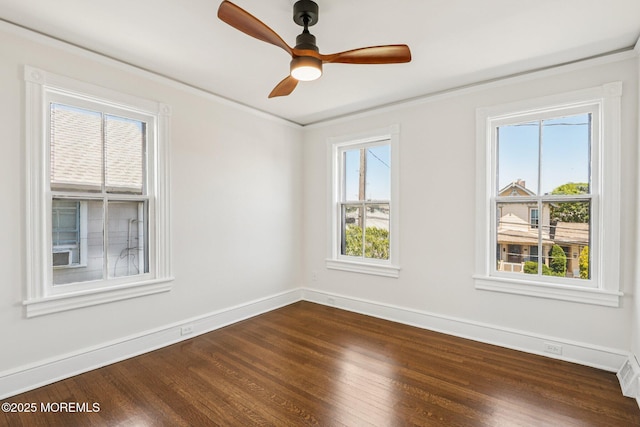 132 Cookman Ave, Ocean Grove, NJ 07756 - unfurnished room featuring dark wood finished floors, crown molding, and a ceiling fan