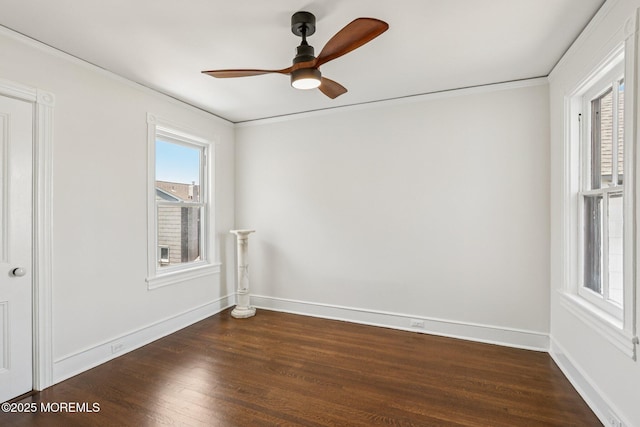 132 Cookman Ave, Ocean Grove, NJ 07756 - empty room featuring dark wood-type flooring, a ceiling fan, and crown molding