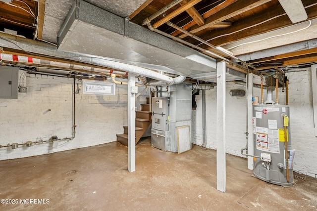 132 Cookman Ave, Ocean Grove, NJ 07756 - basement featuring water heater, stairs, electric panel, and heating unit