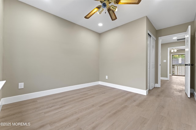 13 Stuart Dr Unit 5, Freehold, NJ 07728 - spare room with a ceiling fan, light wood-style flooring, and recessed lighting
