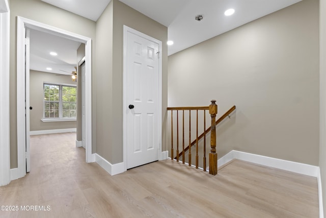 13 Stuart Dr Unit 5, Freehold, NJ 07728 - hallway featuring an upstairs landing, light wood-style flooring, and recessed lighting