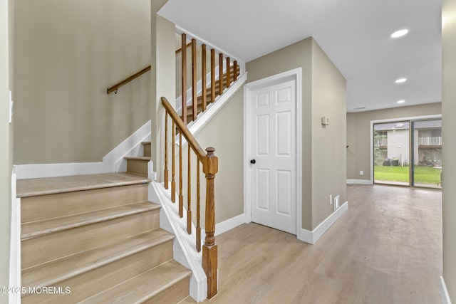 13 Stuart Dr Unit 5, Freehold, NJ 07728 - stairs with wood finished floors and recessed lighting