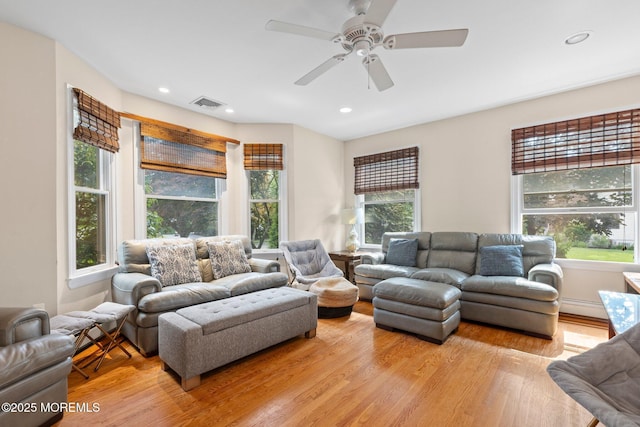 217 Alpern Ave, Elberon, NJ 07740 - living area with light wood finished floors, a ceiling fan, and recessed lighting