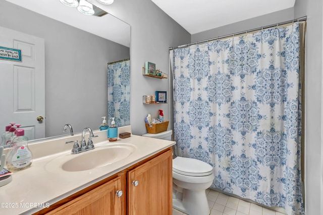 27 Skyline Dr, Hazlet, NJ 07730 - bathroom featuring vanity, tile patterned flooring, and curtained shower