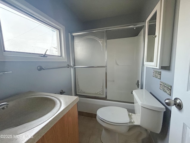 58 W Anchor Dr, Little Egg Harbor, NJ 08087 - bathroom with shower / bath combination with glass door, vanity, and tile patterned floors