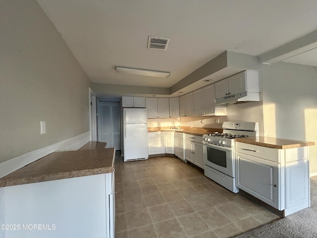 58 W Anchor Dr, Little Egg Harbor, NJ 08087 - kitchen with white appliances, under cabinet range hood, and a peninsula
