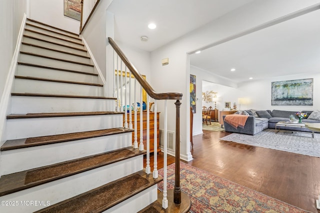 11 Delwood Rd, Chester Twp, NJ 07930 - stairs featuring wood finished floors and recessed lighting