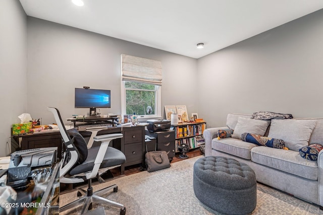 11 Delwood Rd, Chester Twp, NJ 07930 - office area featuring wood finished floors and recessed lighting