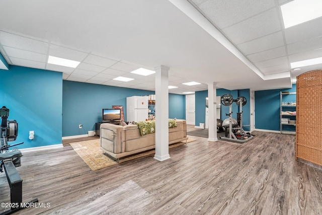 11 Delwood Rd, Chester Twp, NJ 07930 - exercise room featuring a drop ceiling and wood finished floors