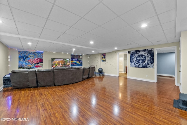 320 Sinclair Ct, Morganville, NJ 07751 - living room featuring wood finished floors and a paneled ceiling