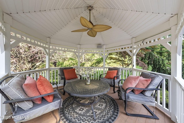 320 Sinclair Ct, Morganville, NJ 07751 - wooden deck with a gazebo and a ceiling fan