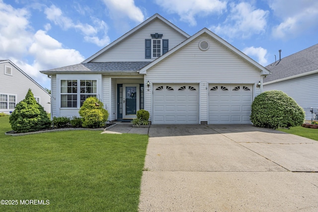 18 Stewart Ct, Jackson, NJ 08527 - traditional-style house with concrete driveway, an attached garage, a front lawn, and a shingled roof